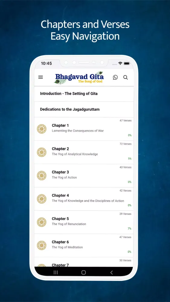 Capturas de tela do Bhagavad Gita - Song of God