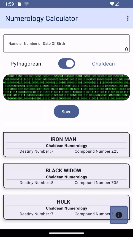 Capturas de tela do Numerology Calculator