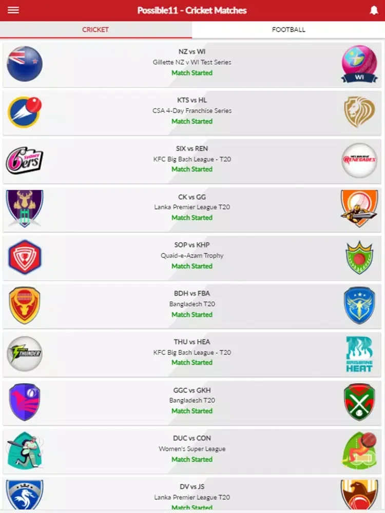 Possible11 Dream11 Prediction iPad  스크린샷