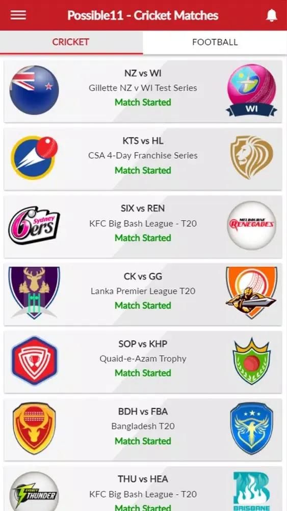 Possible11 Dream11 Prediction 스크린샷