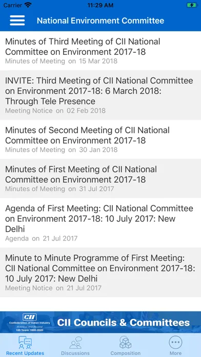 Capturas de tela do CII Councils & Committees
