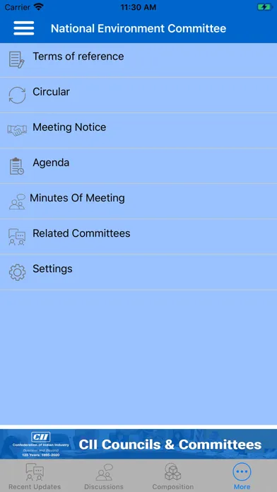 Capturas de tela do CII Councils & Committees