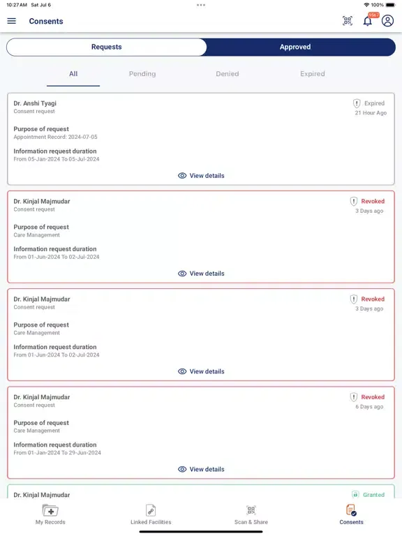 Скриншоты ABHA ABDM iPad 