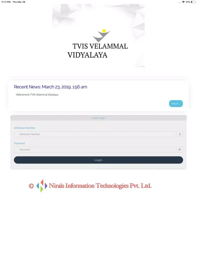 ภาพหน้าจอของ TVIS Velammal Vidyalaya iPad 