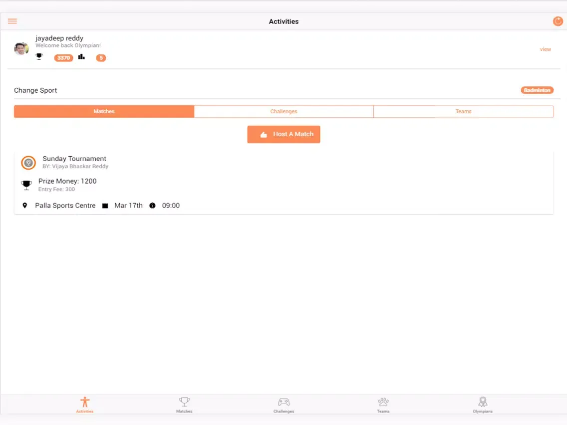 Tangkapan skrin Olympian App iPad 