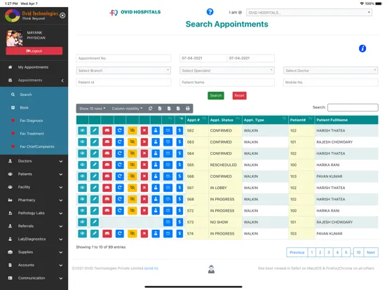 OVID HMS Hospital Software iPad  स्क्रीनशॉट