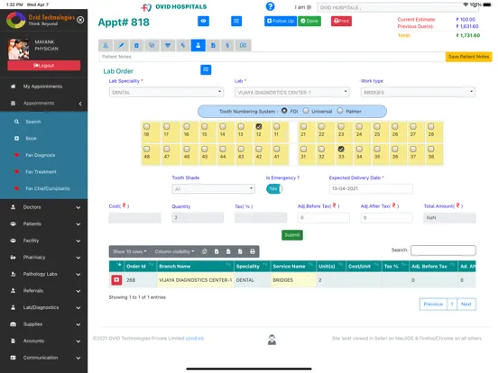 OVID HMS Hospital Software iPad  स्क्रीनशॉट