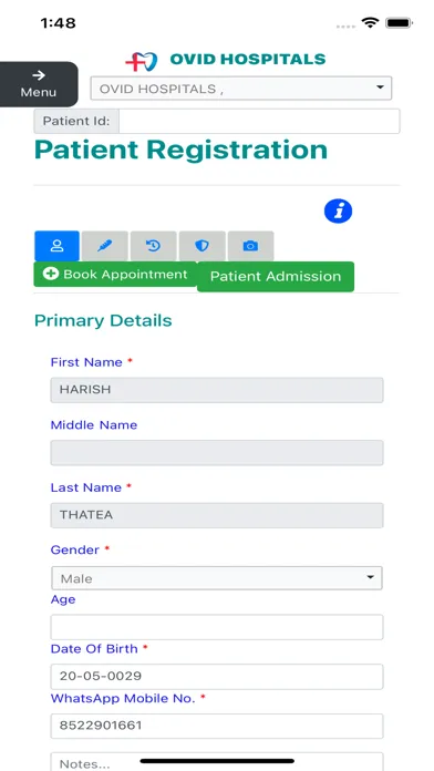 OVID HMS Hospital Software स्क्रीनशॉट