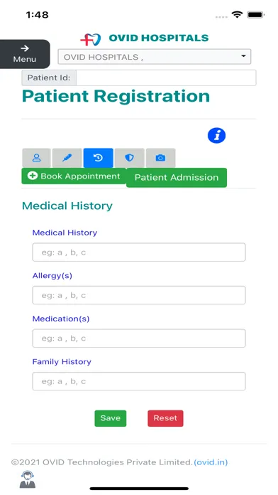 OVID HMS Hospital Software स्क्रीनशॉट