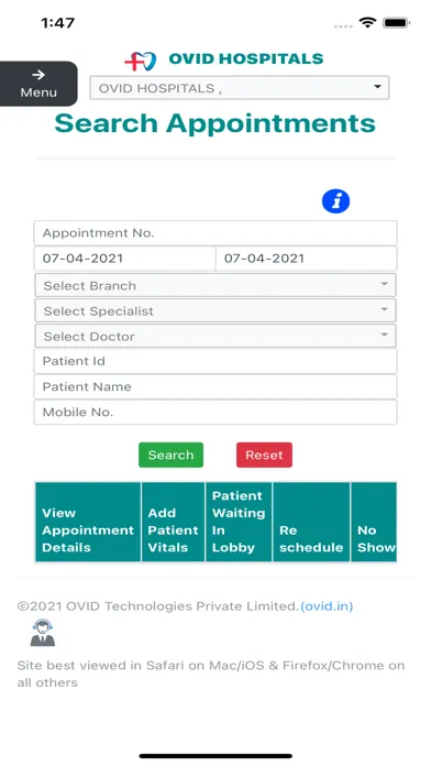 OVID HMS Hospital Software स्क्रीनशॉट