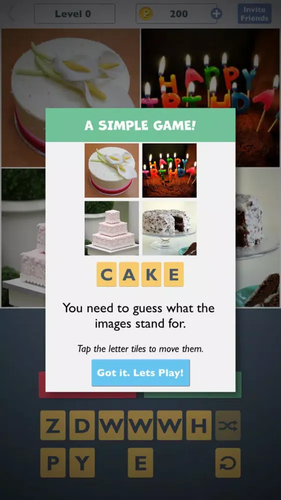 Tangkapan layar OneWord - Pics Quiz