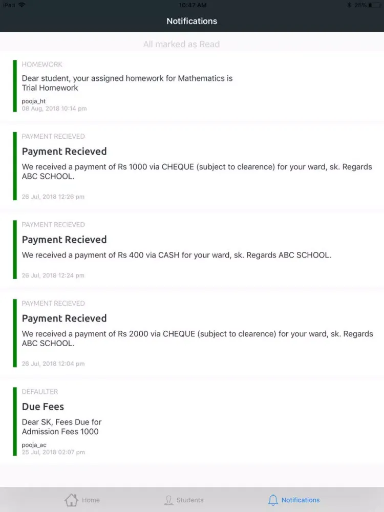 ภาพหน้าจอของ SR Global - Parent App iPad 