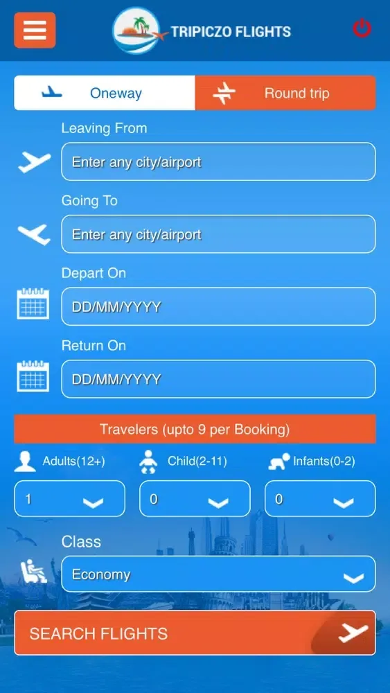 Tangkapan layar Tripiczo Flights