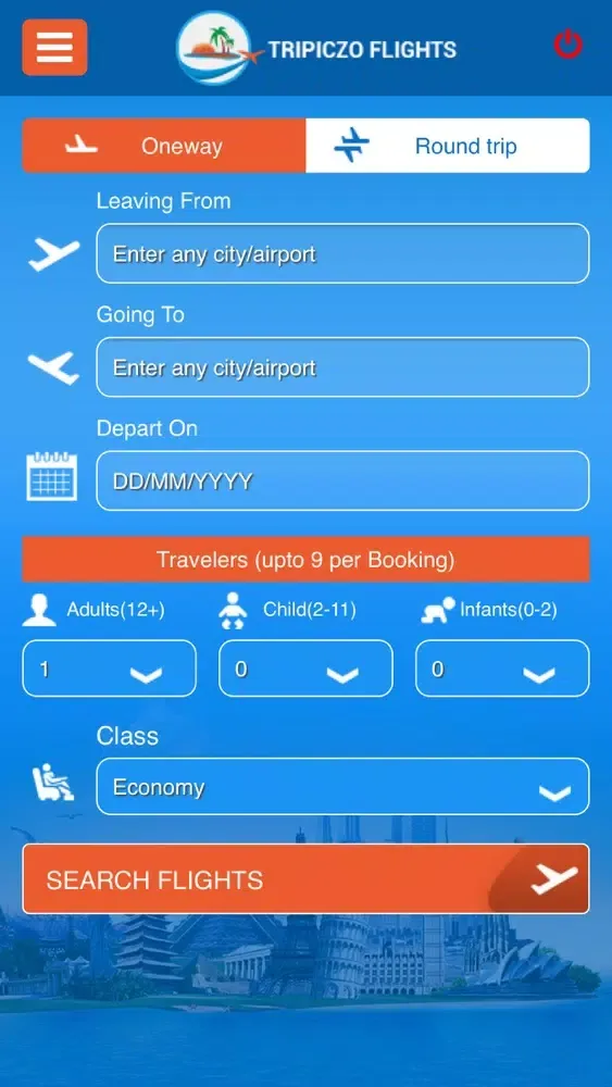 Tangkapan layar Tripiczo Flights