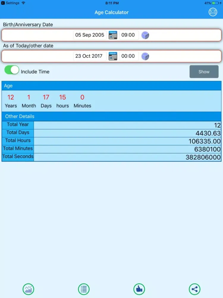 Age Calculator CS iPad 应用截图