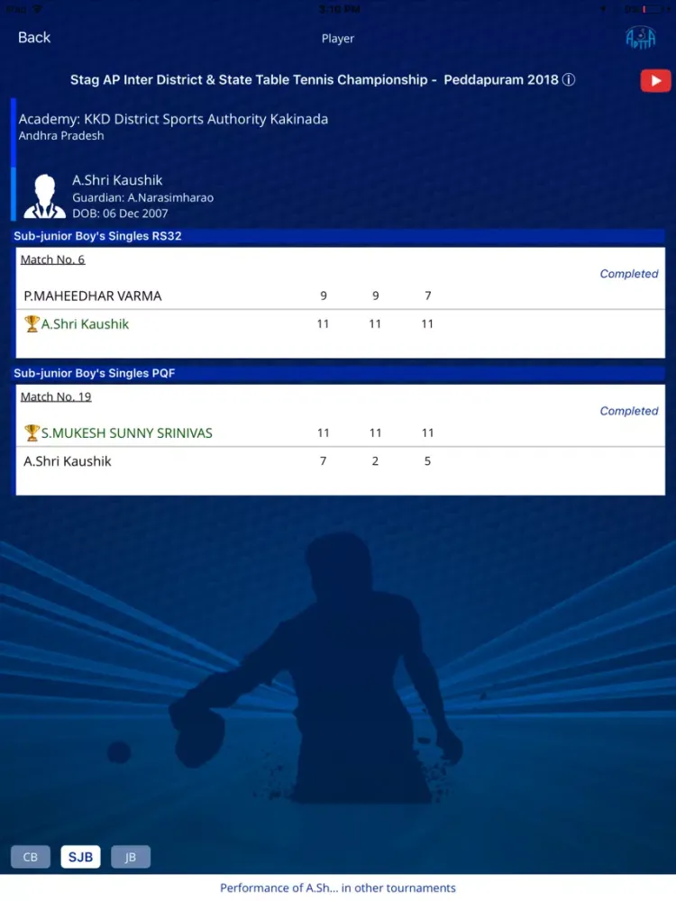 ภาพหน้าจอของ Table Tennis One iPad 