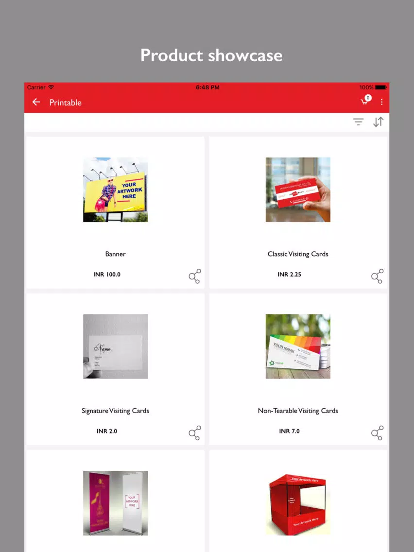 Capturas de tela do WePrintAll iPad 
