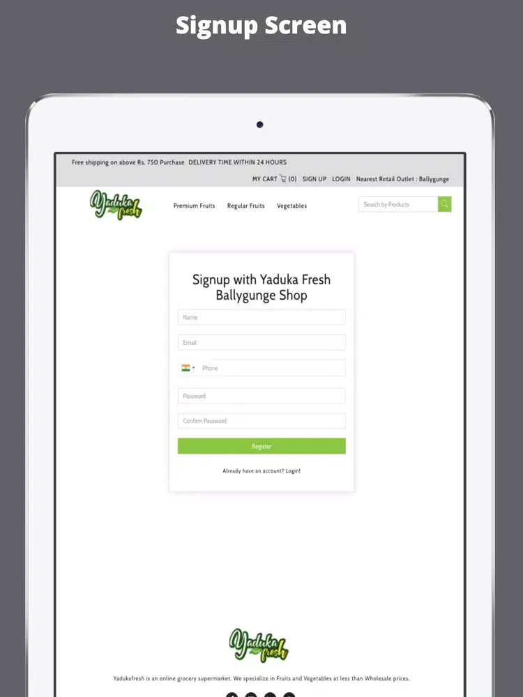 ภาพหน้าจอของ Yaduka Fresh b2b iPad 