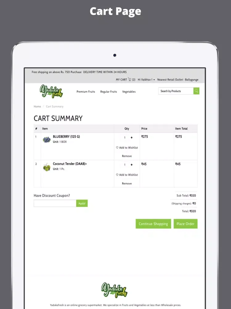 ภาพหน้าจอของ Yaduka Fresh b2b iPad 