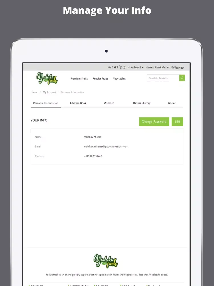 ภาพหน้าจอของ Yaduka Fresh b2b iPad 
