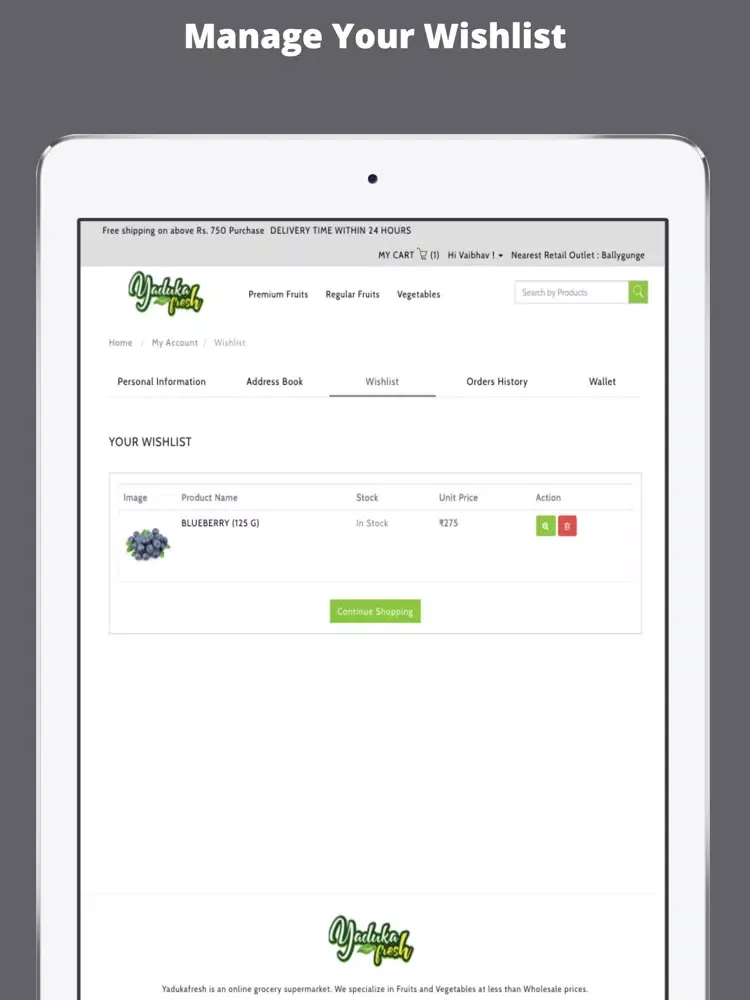 ภาพหน้าจอของ Yaduka Fresh b2b iPad 