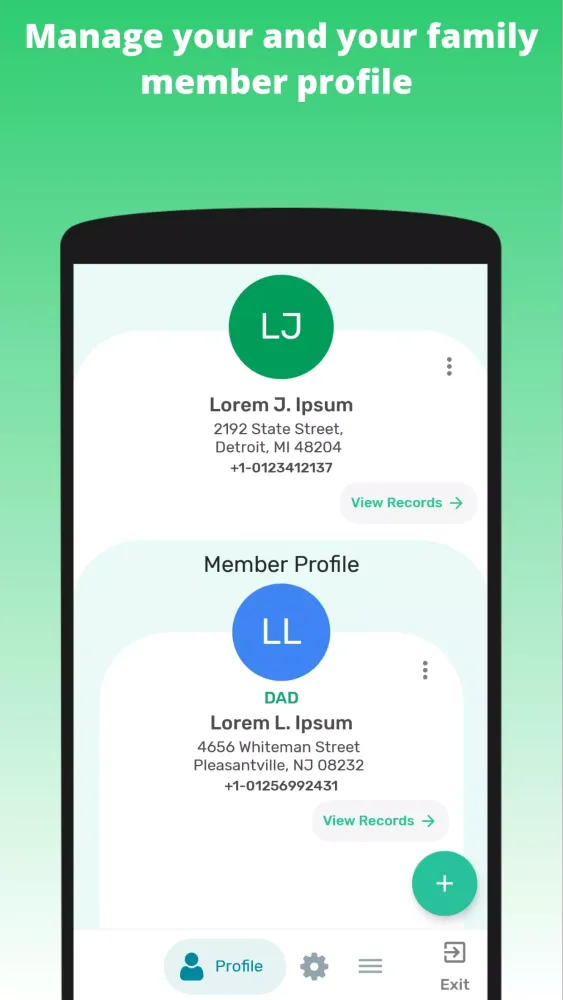 Tangkapan skrin Multi-Profile Medical Records