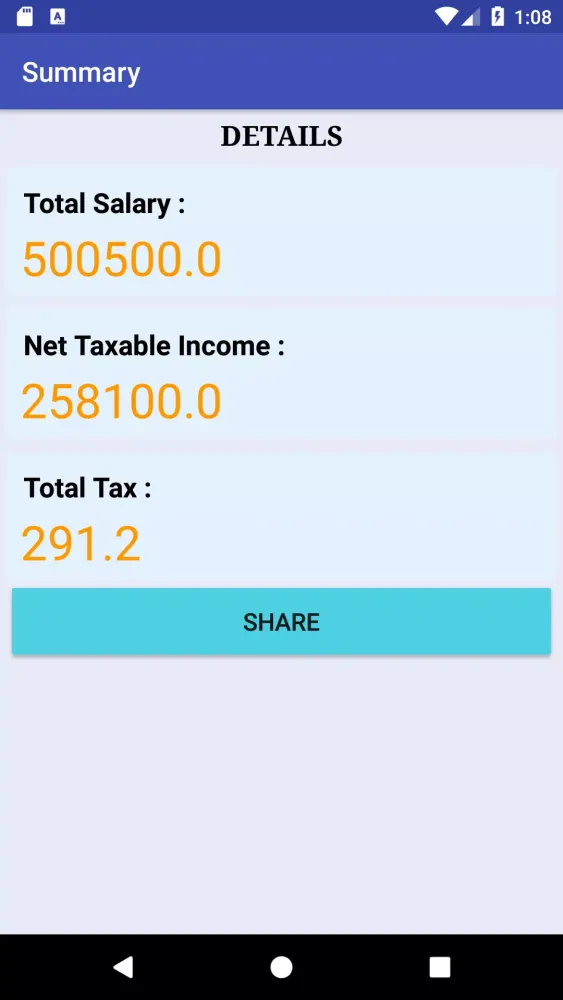 Tangkapan layar Income Tax Calculator (2018) |