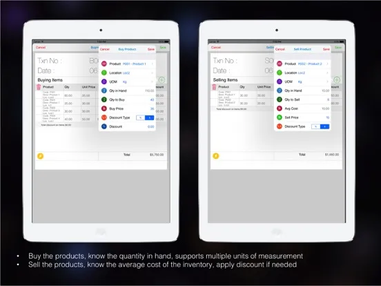 Ảnh chụp màn hình của InventoryOnCloud :  Retailer iPad 