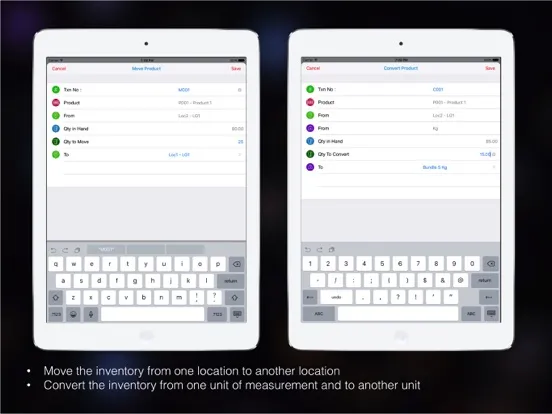 Ảnh chụp màn hình của InventoryOnCloud :  Retailer iPad 