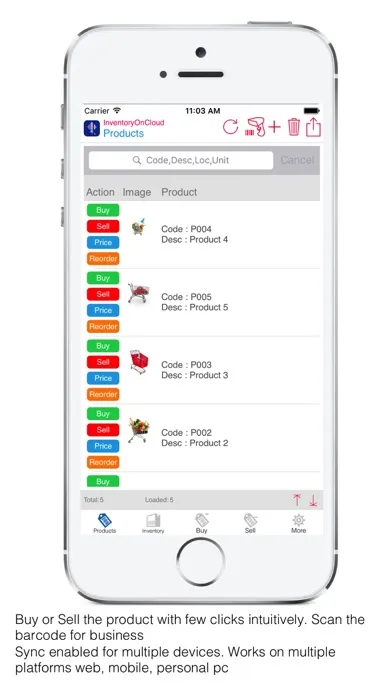 Ảnh chụp màn hình của InventoryOnCloud :  Retailer