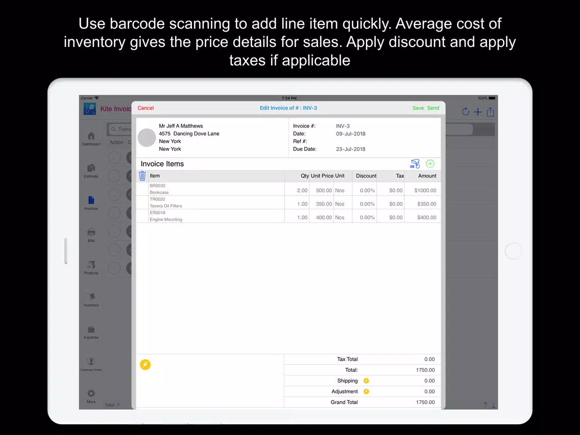 Скриншоты Kite Invoice Inventory Quotes iPad 