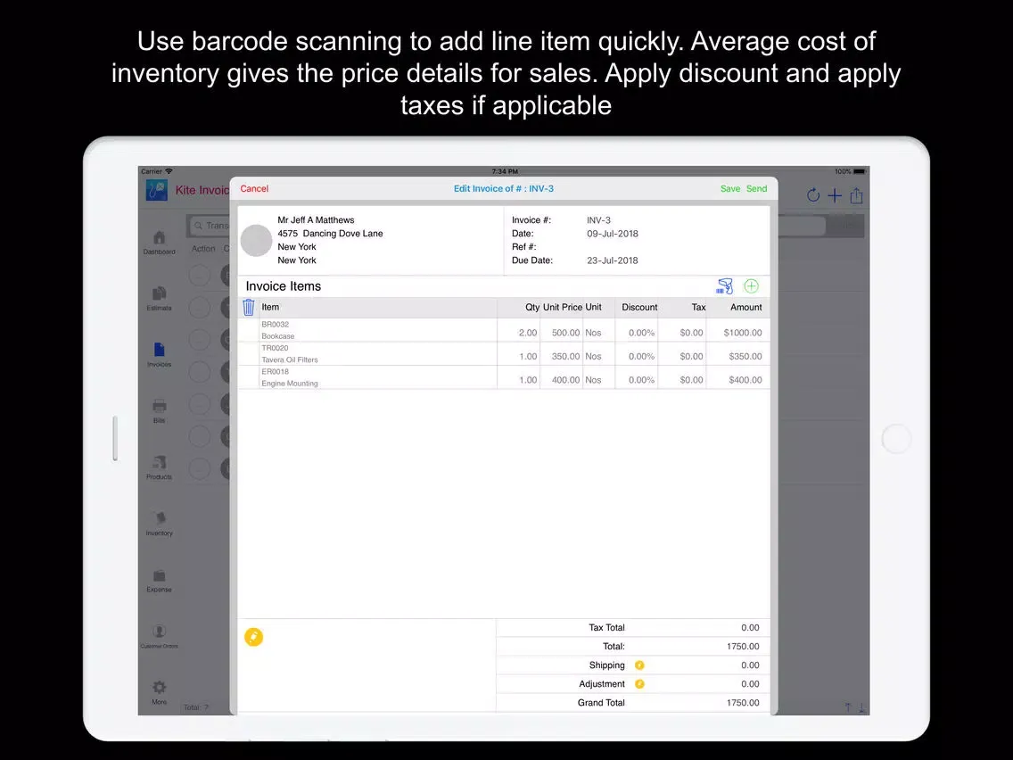 تصاویر Kite Invoice Inventory Quotes iPad 