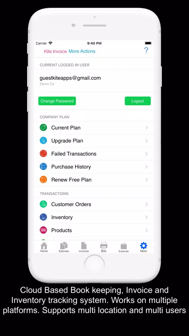 Скриншоты Kite Invoice Inventory Quotes