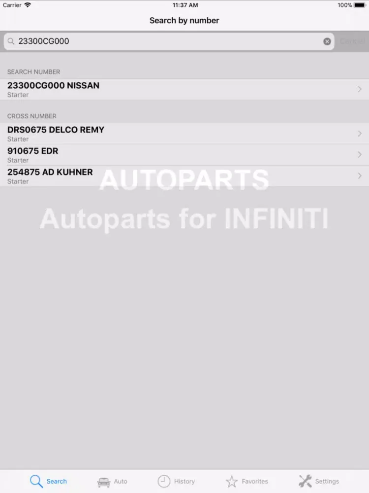 Скриншоты Autoparts for Infiniti iPad 