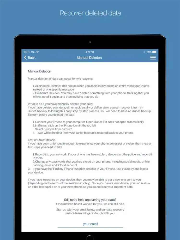 Data Rescue iPad  Ekran Görüntüleri
