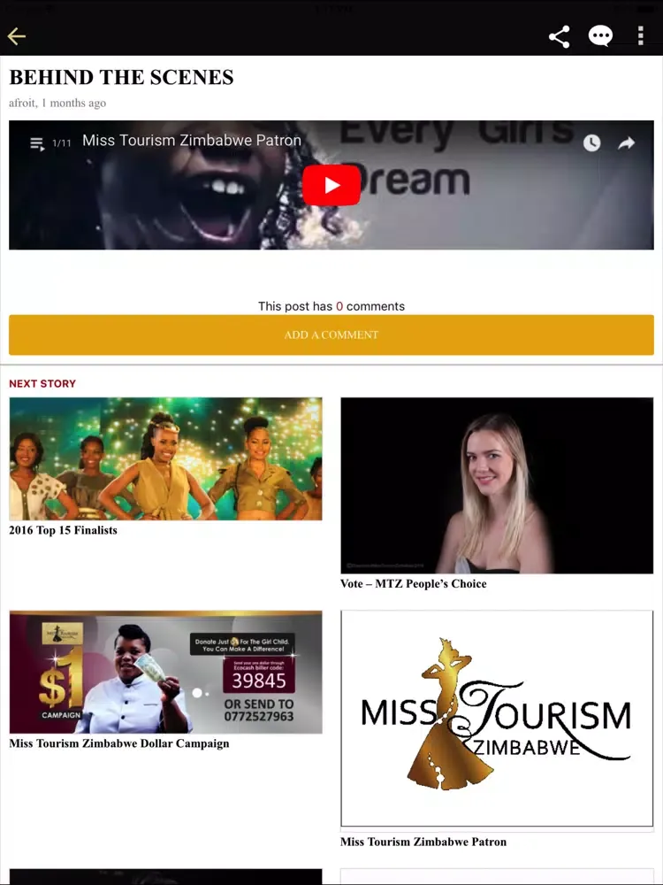 Miss Tourism Zimbabwe iPad  स्क्रीनशॉट