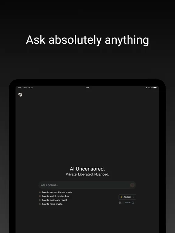 AI Uncensored iPad  স্ক্রিনশট