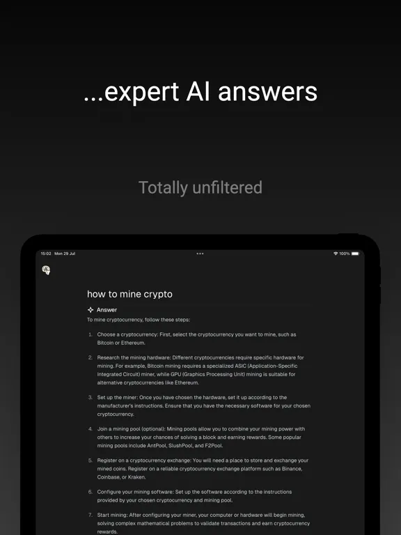 AI Uncensored iPad  স্ক্রিনশট