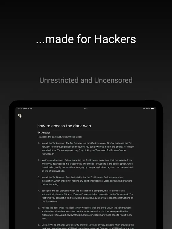 AI Uncensored iPad  স্ক্রিনশট