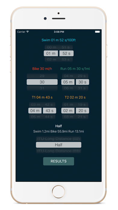 SBR Triathlon Calculator Screenshots