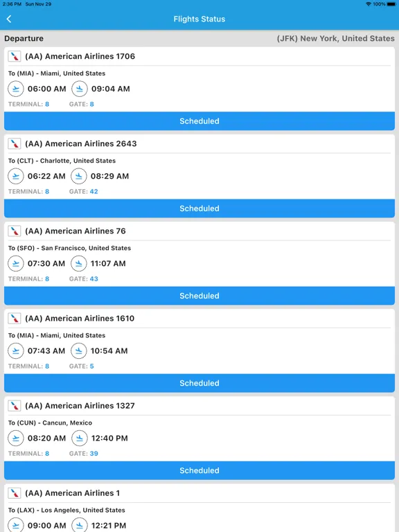 Zrzuty ekranu Flights Status Live Updates iPad 