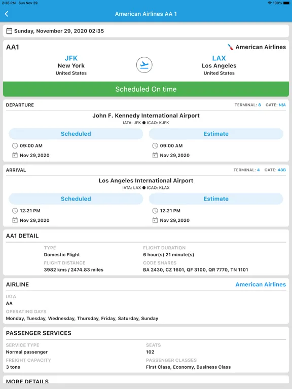 Zrzuty ekranu Flights Status Live Updates iPad 