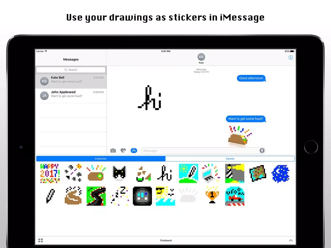 Capturas de tela do Pixelboard Sticker Maker iPad 