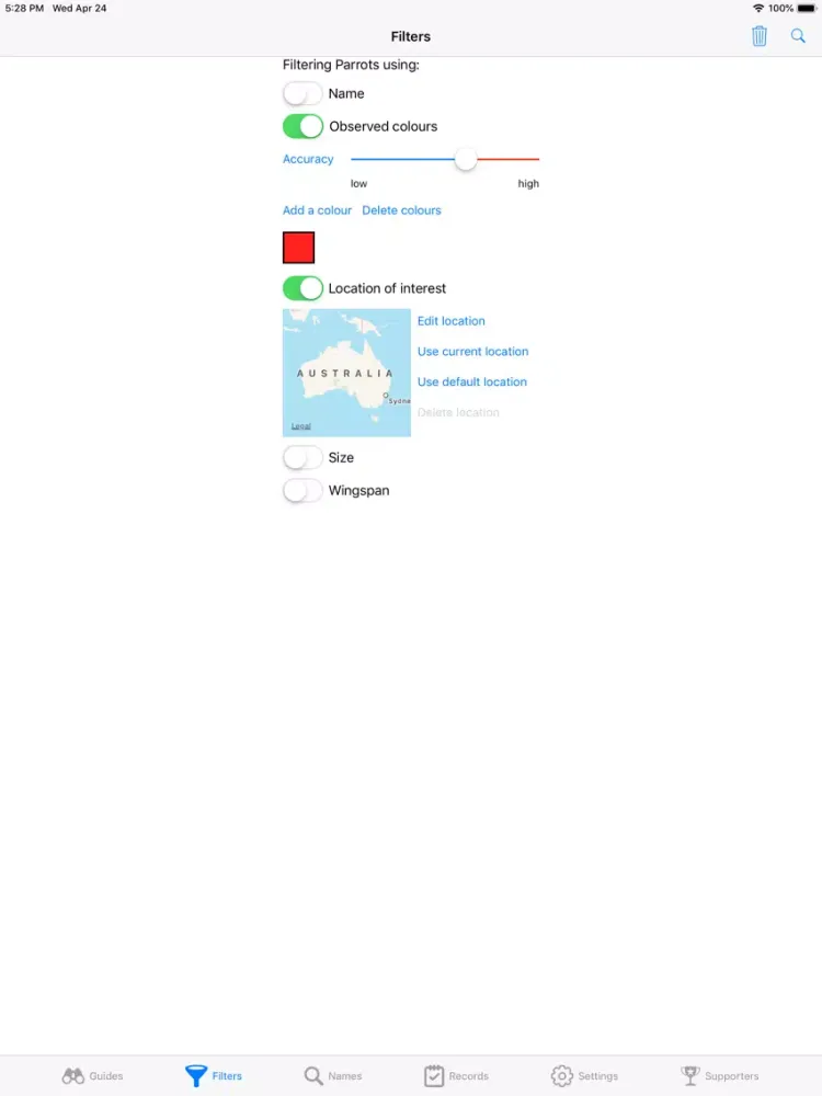 Ảnh chụp màn hình của Aust. Birds iPad 