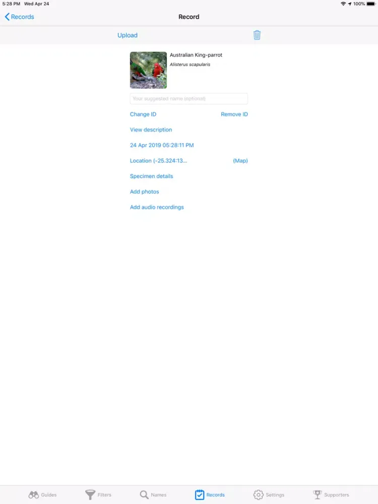 Ảnh chụp màn hình của Aust. Birds iPad 