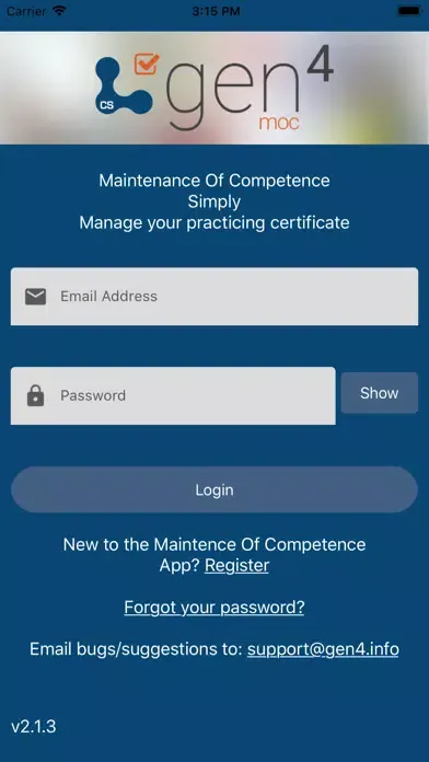 Maintenance Of Competence Log 스크린샷