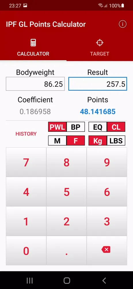 Capturas de pantalla de IPF GL Points Calculator