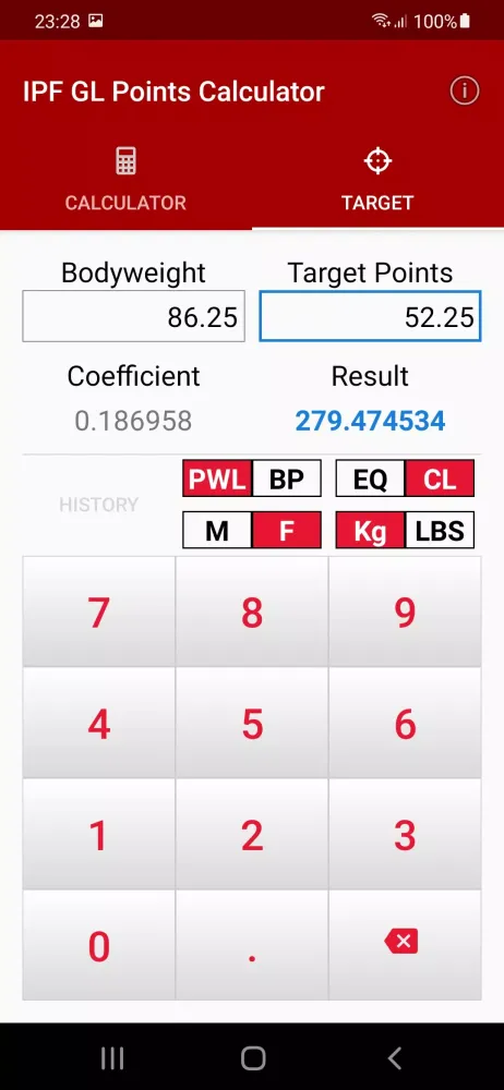 Capturas de pantalla de IPF GL Points Calculator