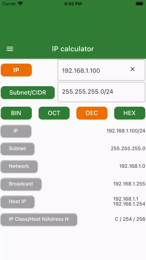 Easy Network calculator Screenshots