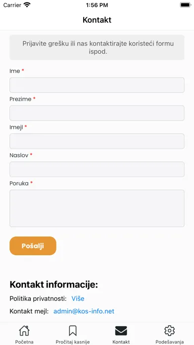 Tangkapan layar Kos Info